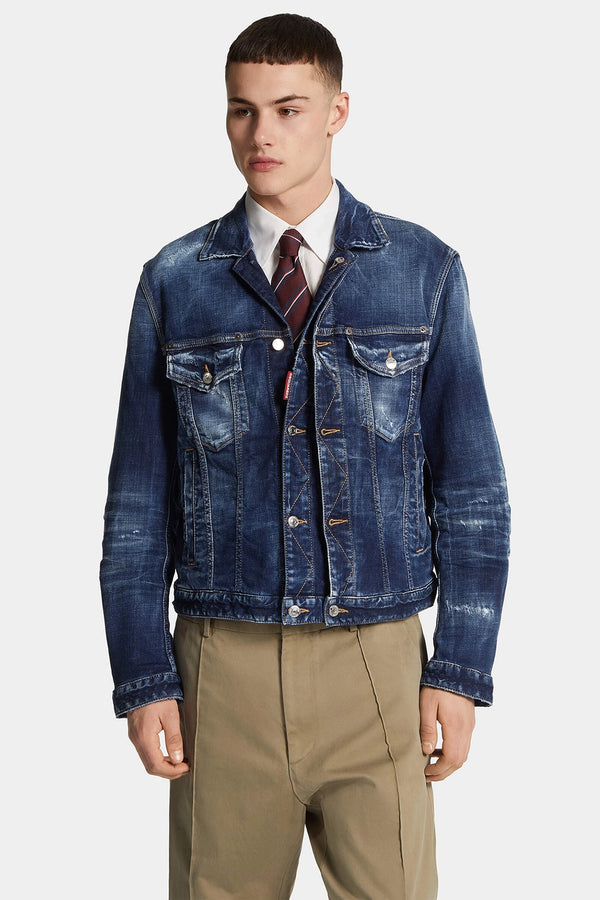 Dark Blue Double Front Jean Jacket