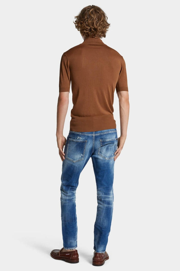 Medium Small Hole Wash Skater Jeans