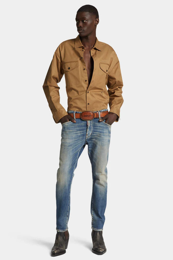 Medium Sandy Wash Skater Jeans