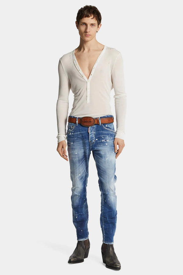 Medium Spots Wash Skater Jeans