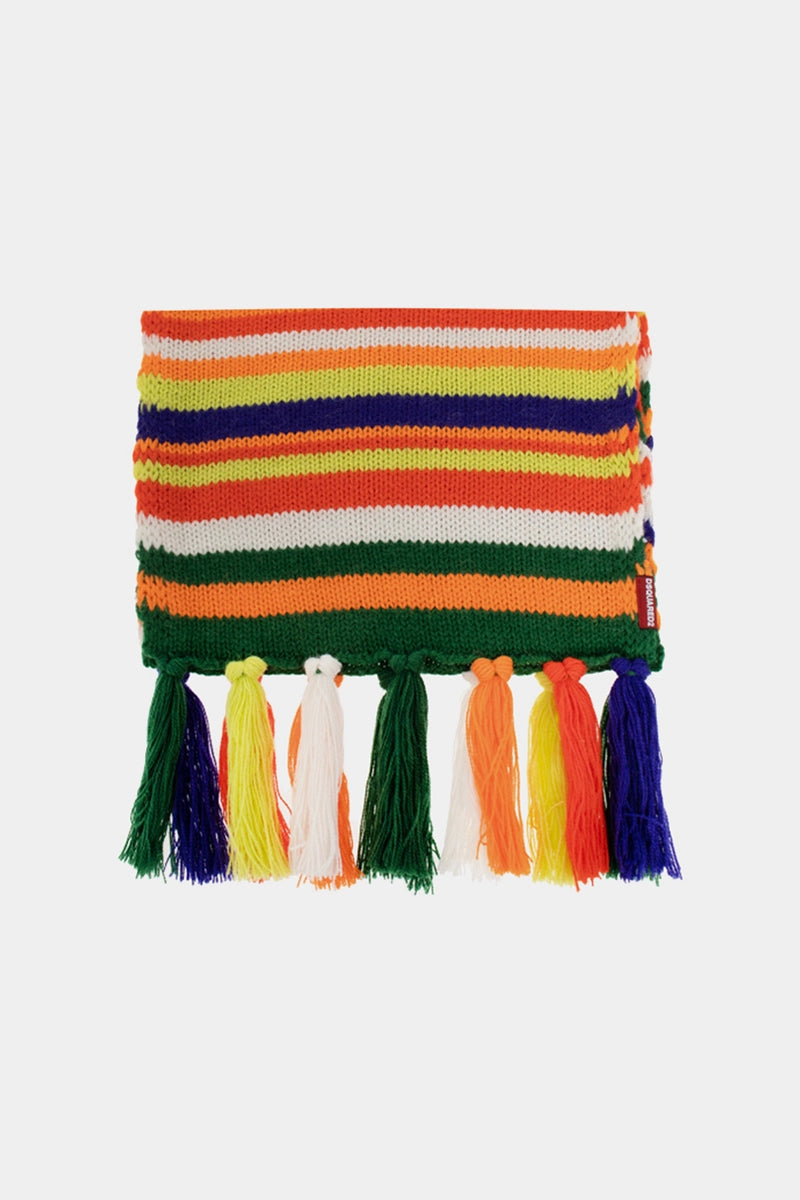 Dsquared2 Multicolor knitted scarf with tassels