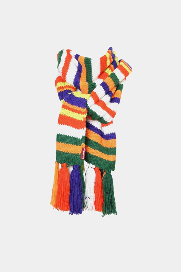 Dsquared2 Multicolor knitted scarf with tassels