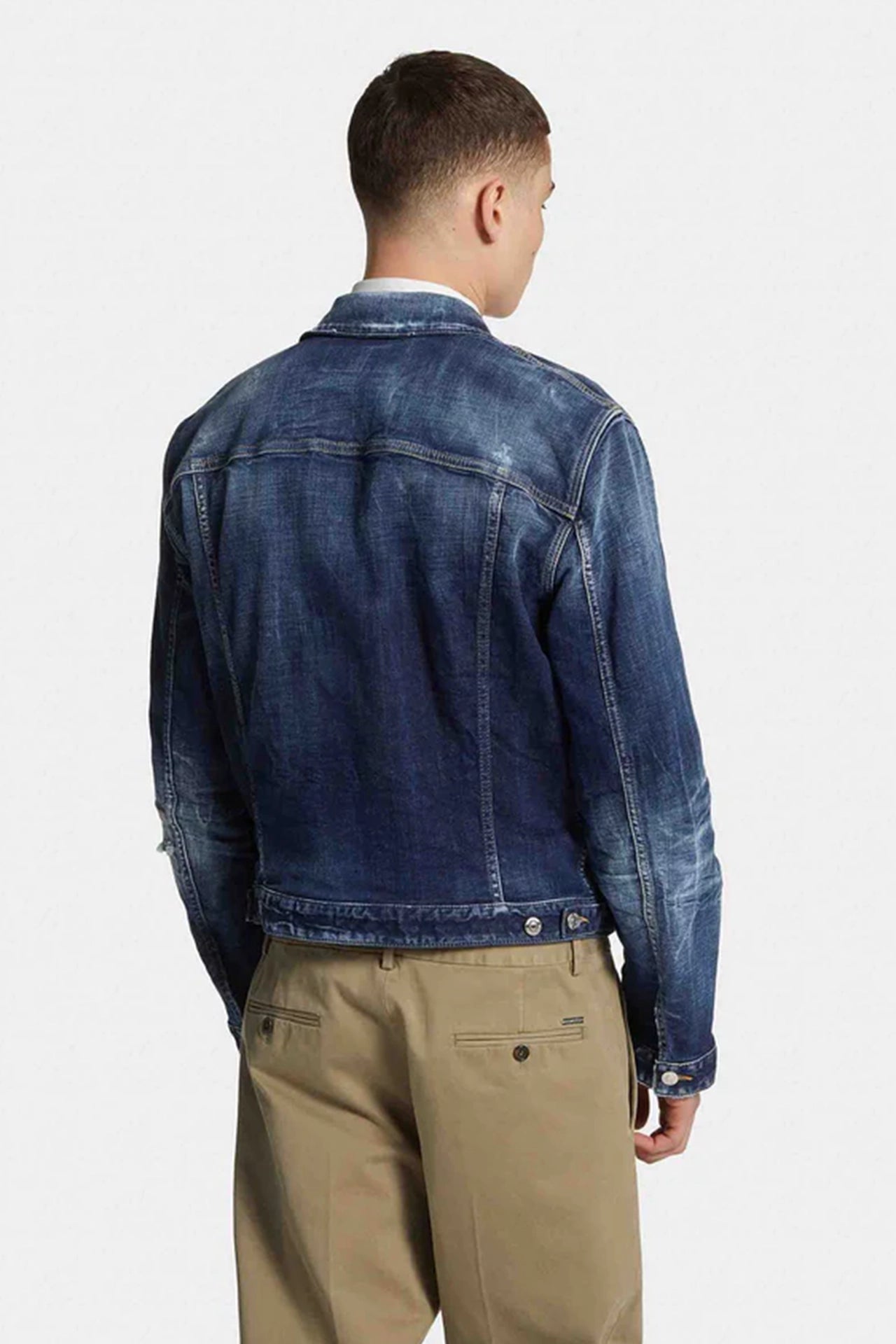 Veste en jean double face bleu foncé