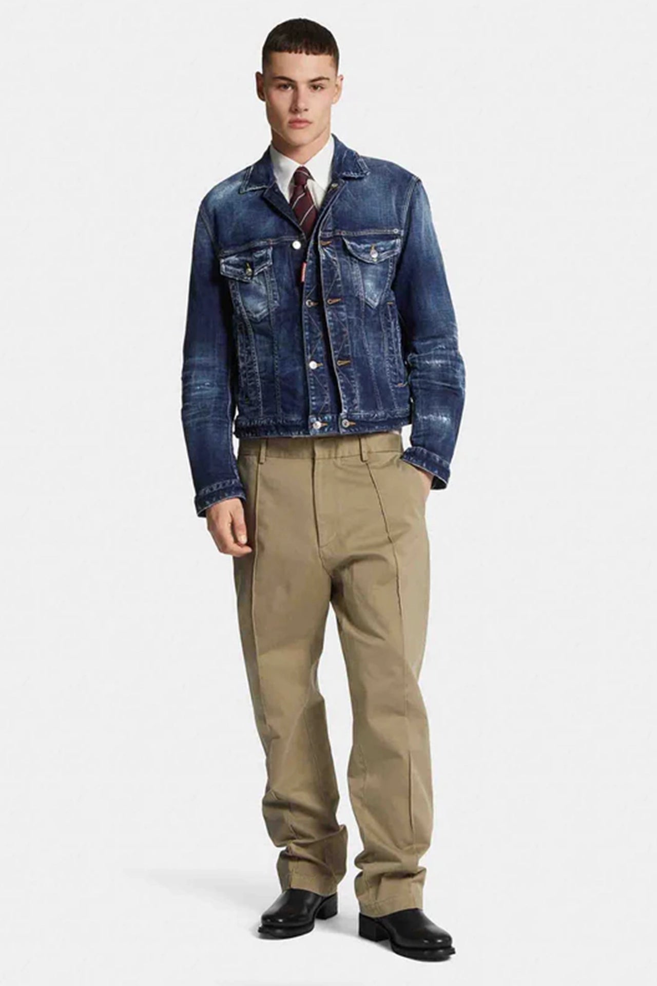 Veste en jean double face bleu foncé