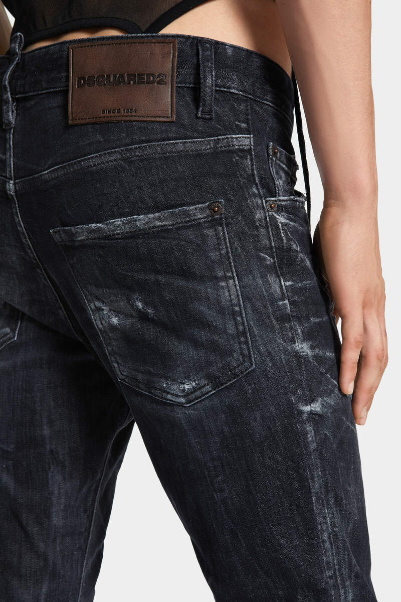 Black Destroyed Wash Skater Jeans