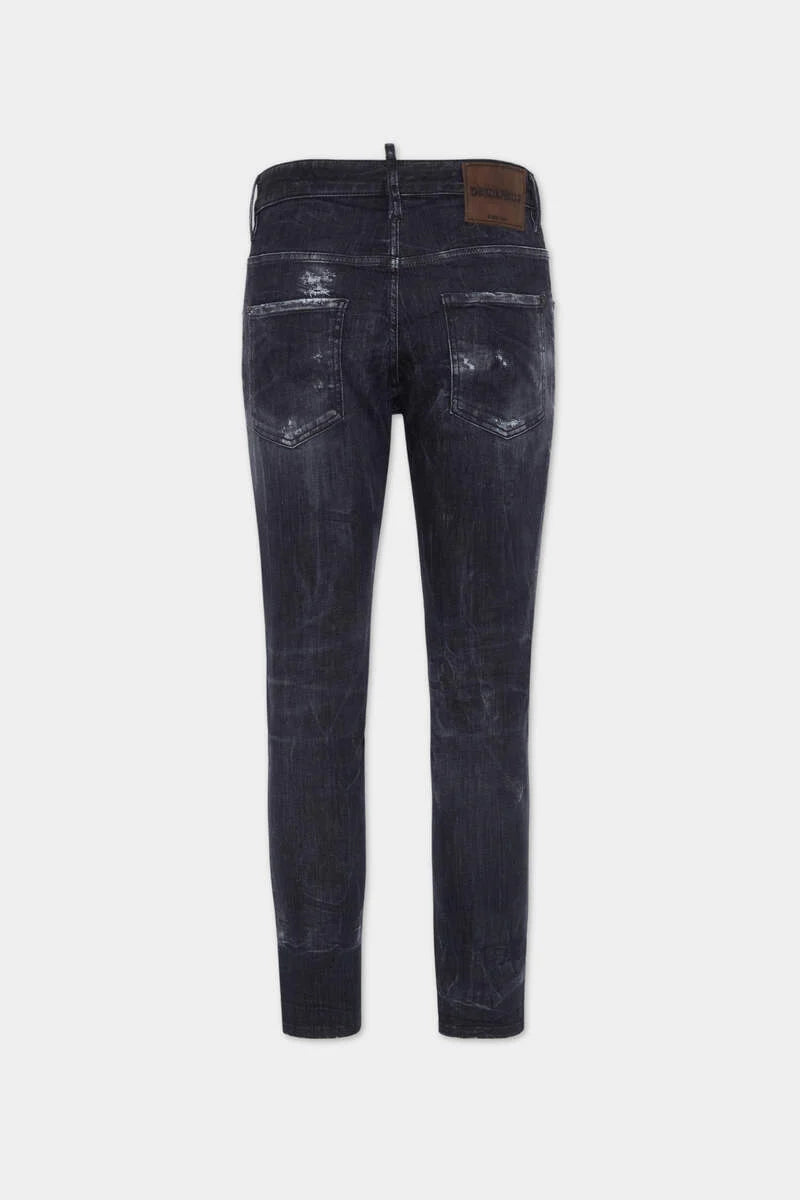 Black Destroyed Wash Skater Jeans