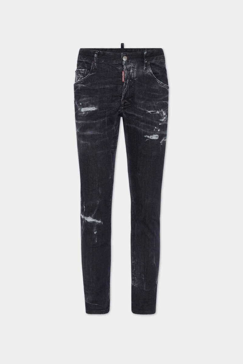 Black Destroyed Wash Skater Jeans
