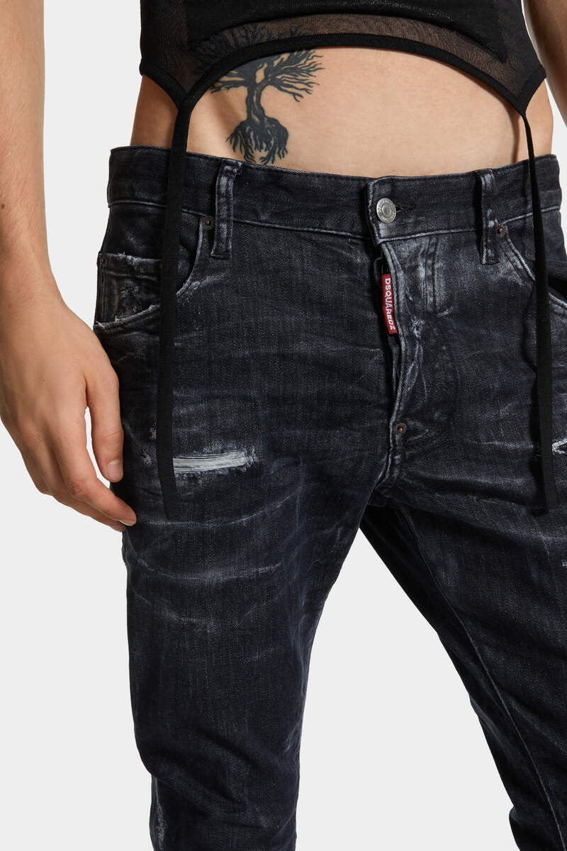 Black Destroyed Wash Skater Jeans