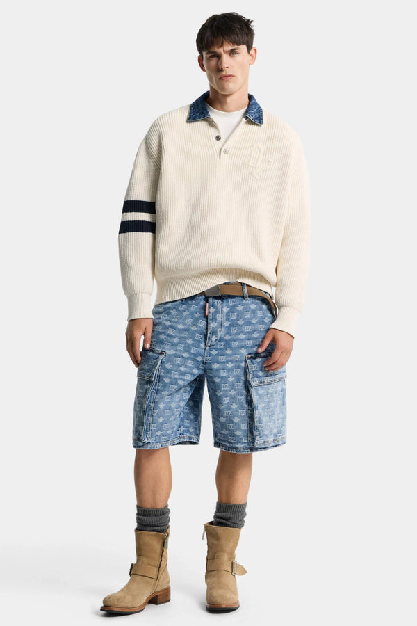 Short Utility délavage clair