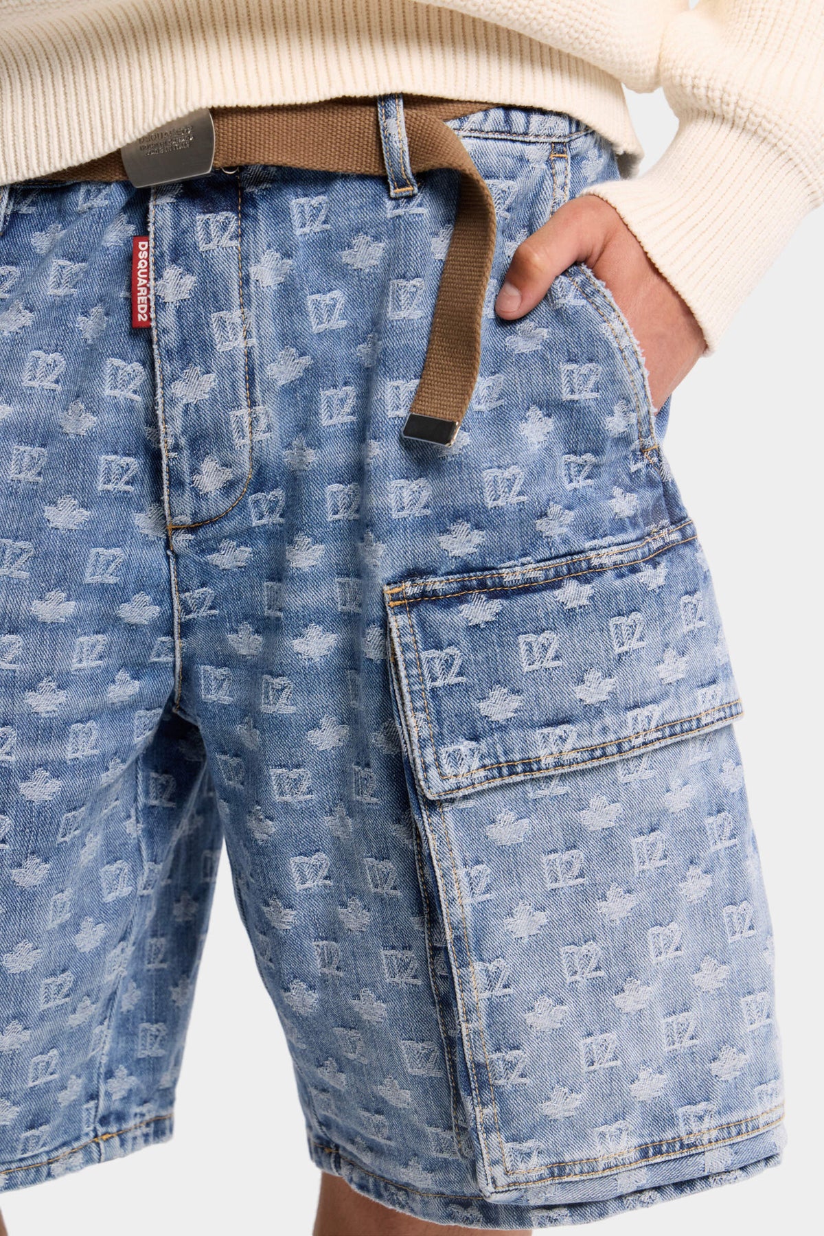 Short Utility délavage clair