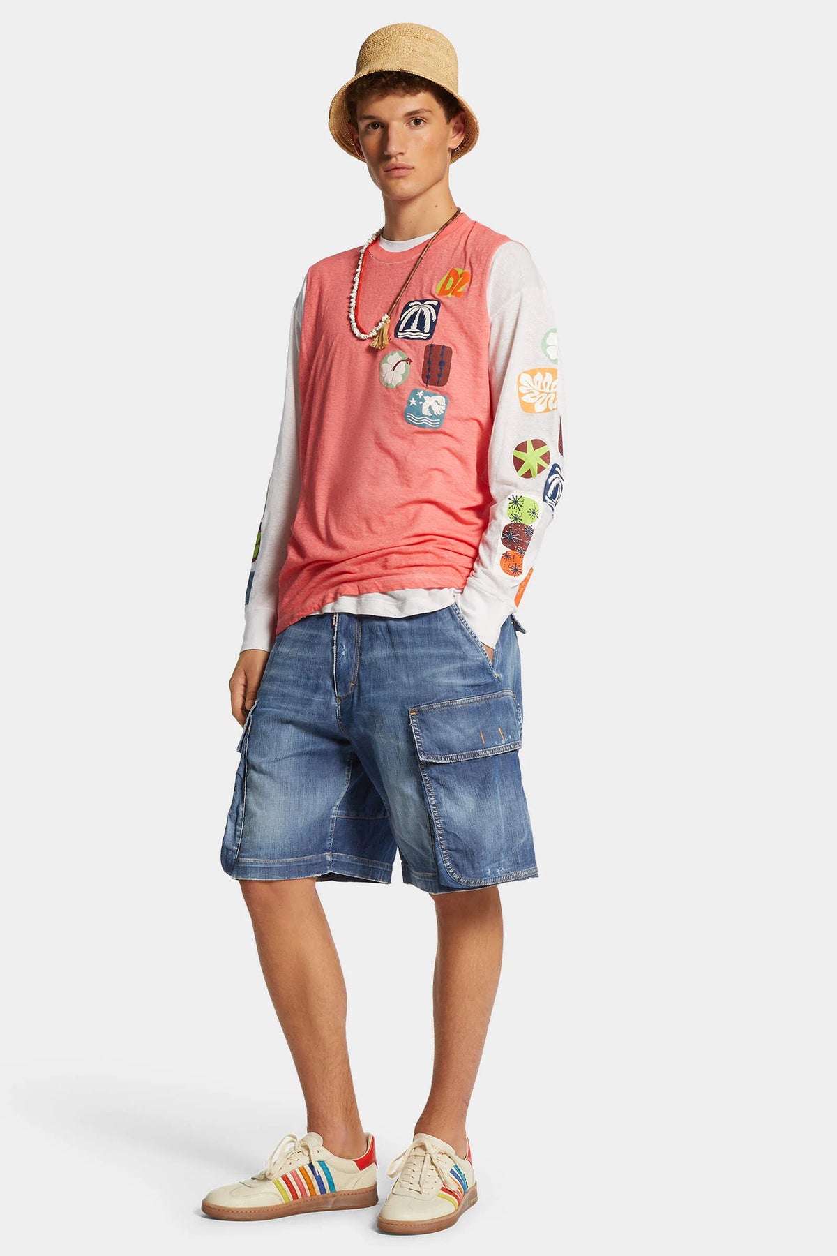 Summer Lovers Medium Wash Loose Cargo Shorts